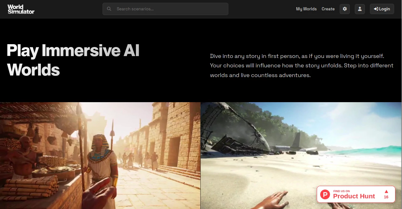 Screenshot of World Simulator – An AI tool in the ,AI Story Writing ,AI Creative Writing ,AI Fun Tools ,AI Game  category, showcasing its interface and key features.