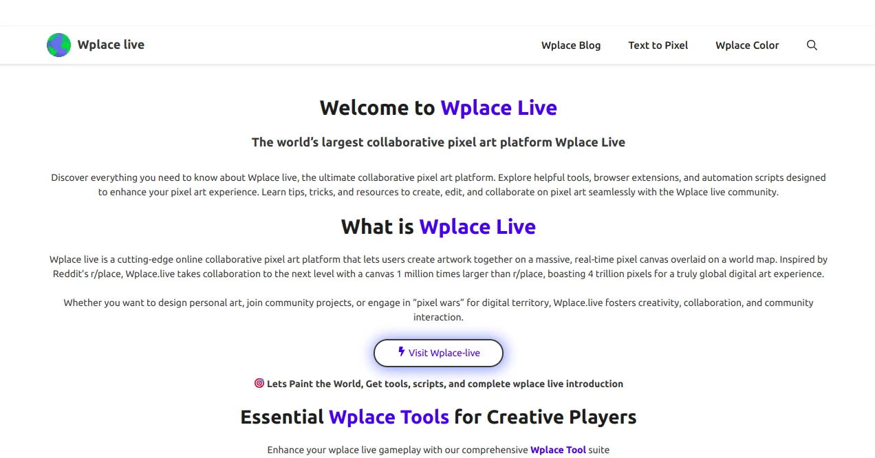Screenshot of Wplace Live – An AI tool in the ,Other ,AI No-Code & Low-Code ,AI Design Generator ,AI Image to Image  category, showcasing its interface and key features.