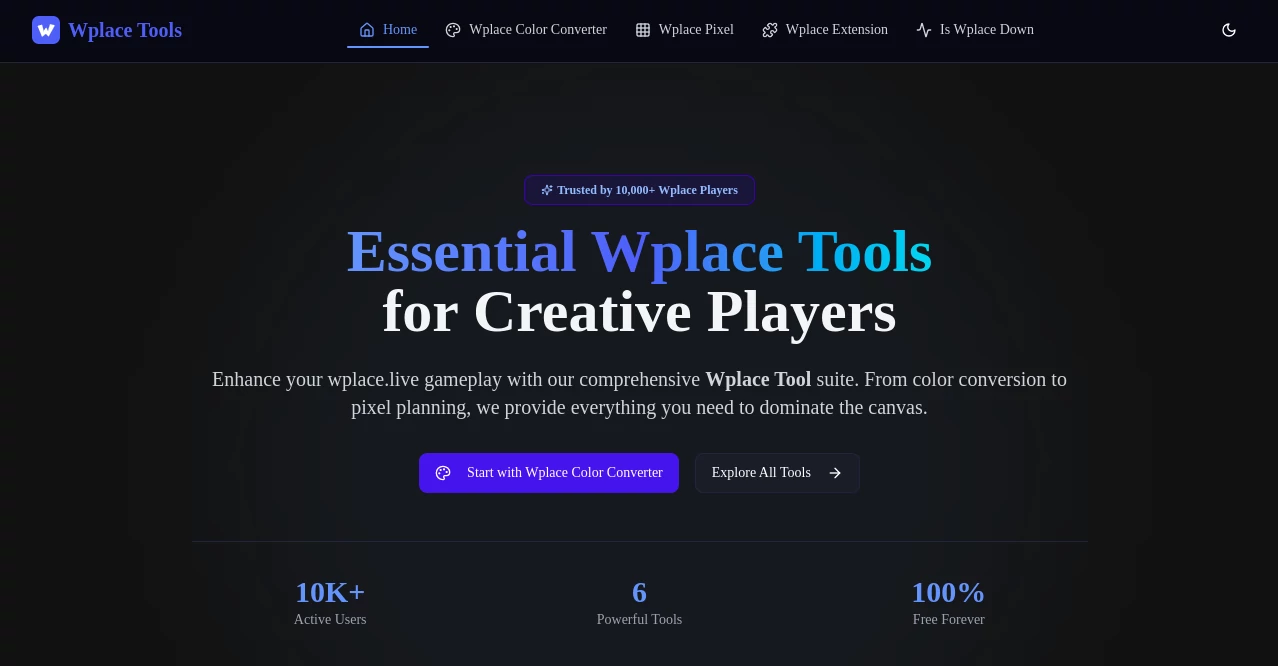 Screenshot of Wplace Tool – An AI tool in the ,AI Art Generator ,AI Design Generator ,AI Fun Tools ,AI Team Collaboration  category, showcasing its interface and key features.
