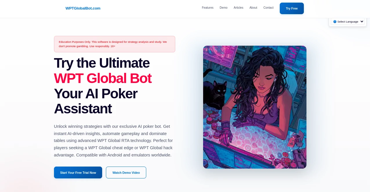Screenshot of WPTGlobalBot.com – An AI tool in the ,AI Analytics Assistant ,AI Sports ,AI Game ,AI Coaching  category, showcasing its interface and key features.