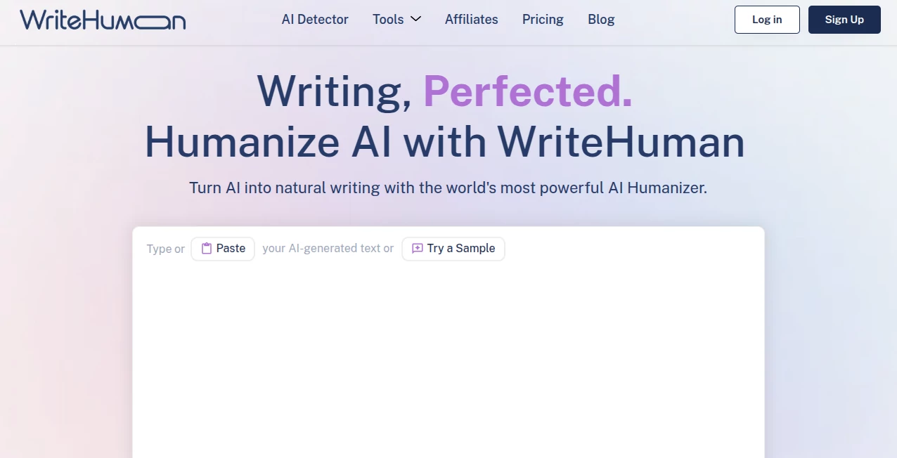 Screenshot of WriteHuman – An AI tool in the ,AI Rewriter ,AI Paraphraser ,AI General Writing ,AI Writing Assistants  category, showcasing its interface and key features.