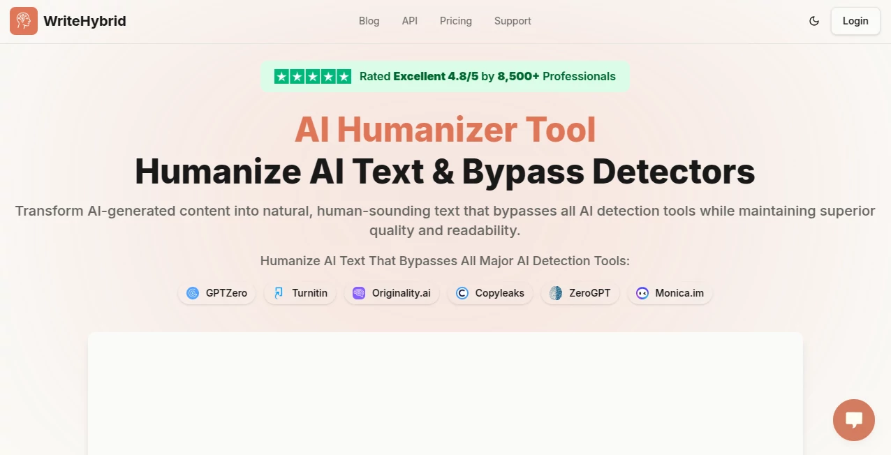 Screenshot of WriteHybrid – An AI tool in the ,AI Rewriter ,AI Paraphraser ,AI General Writing ,AI Writing Assistants  category, showcasing its interface and key features.