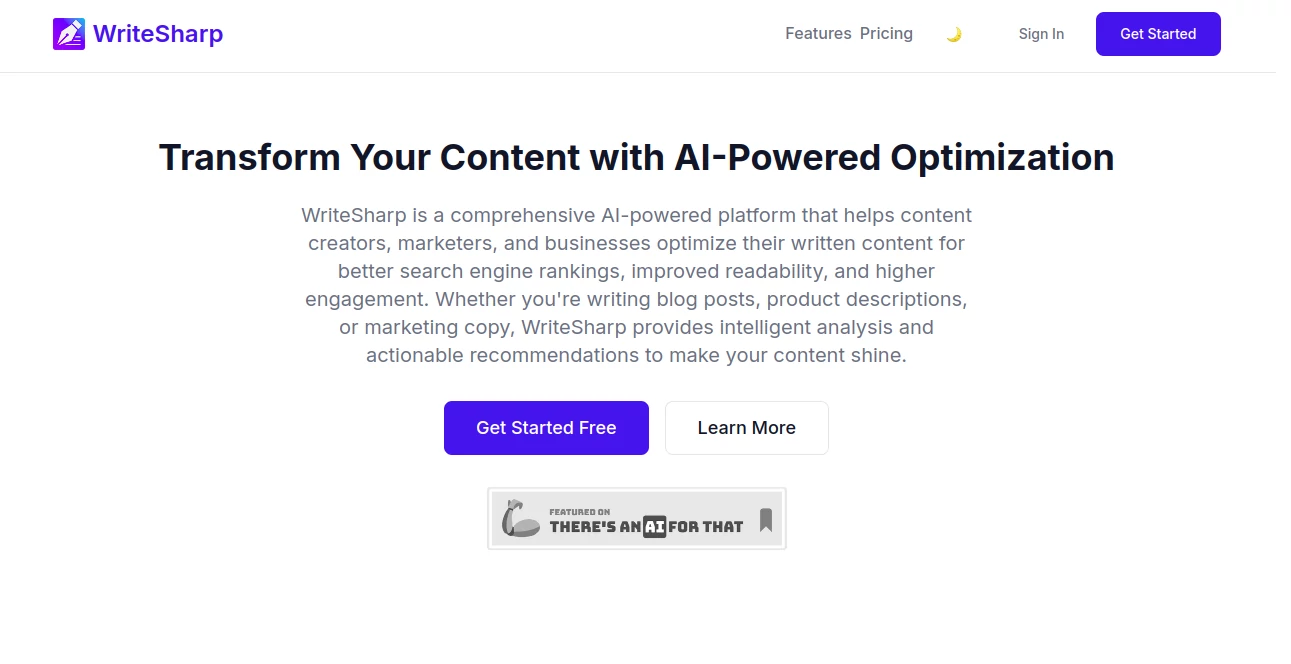 Screenshot of WriteSharp – An AI tool in the ,AI Rewriter ,AI Writing Assistants ,AI Email Assistant ,AI Productivity Tools  category, showcasing its interface and key features.