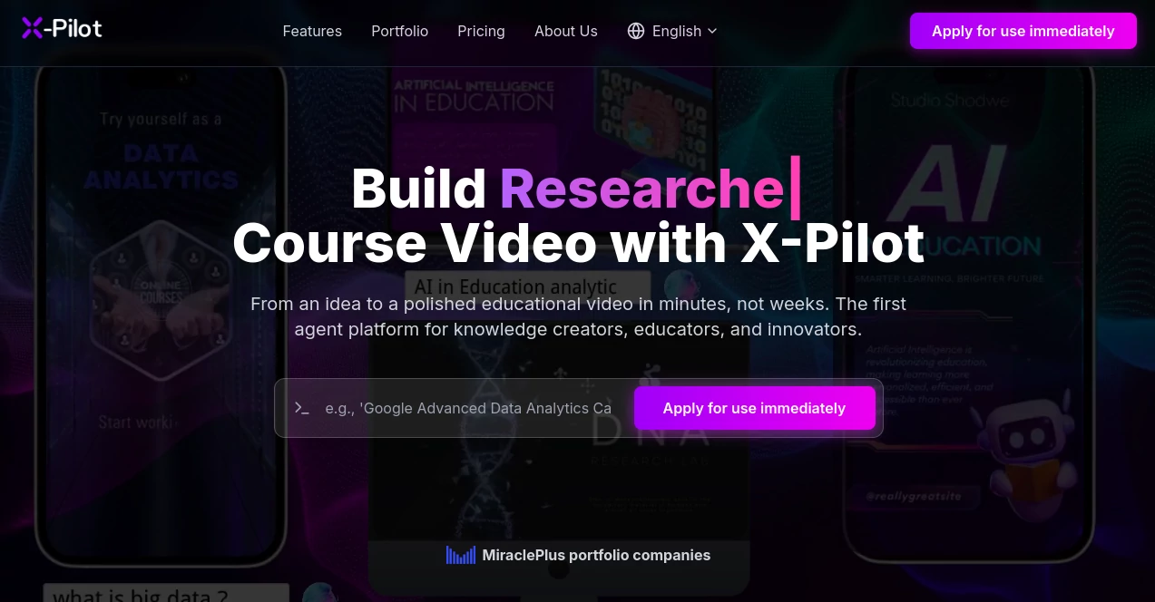 Screenshot of x-pilot – An AI tool in the ,AI Video Generator ,AI Tutorial ,AI Course ,AI Presentation Generator  category, showcasing its interface and key features.
