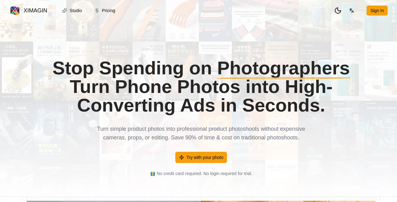 Screenshot of XIMAGIN – An AI tool in the ,AI Art Generator ,AI Design Generator ,AI Image to Image ,AI Text to Image  category, showcasing its interface and key features.