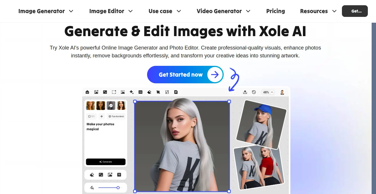 Screenshot of Xole AI – An AI tool in the ,AI Photo & Image Generator ,AI Photo Enhancer ,AI Background Remover ,AI Image to Image ,AI Anime & Cartoon Generator  category, showcasing its interface and key features.