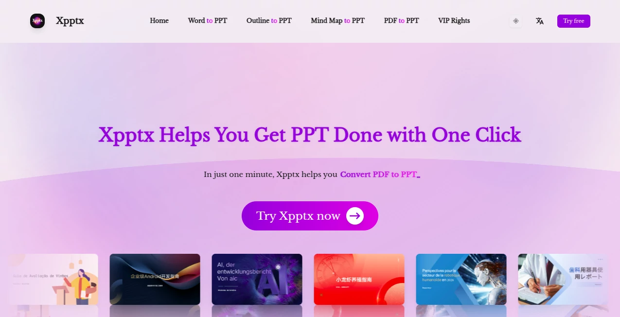 Screenshot of Xpptx – An AI tool in the ,AI Content Generator ,AI Research Tool ,AI Presentation Generator ,AI Documents Assistant  category, showcasing its interface and key features.