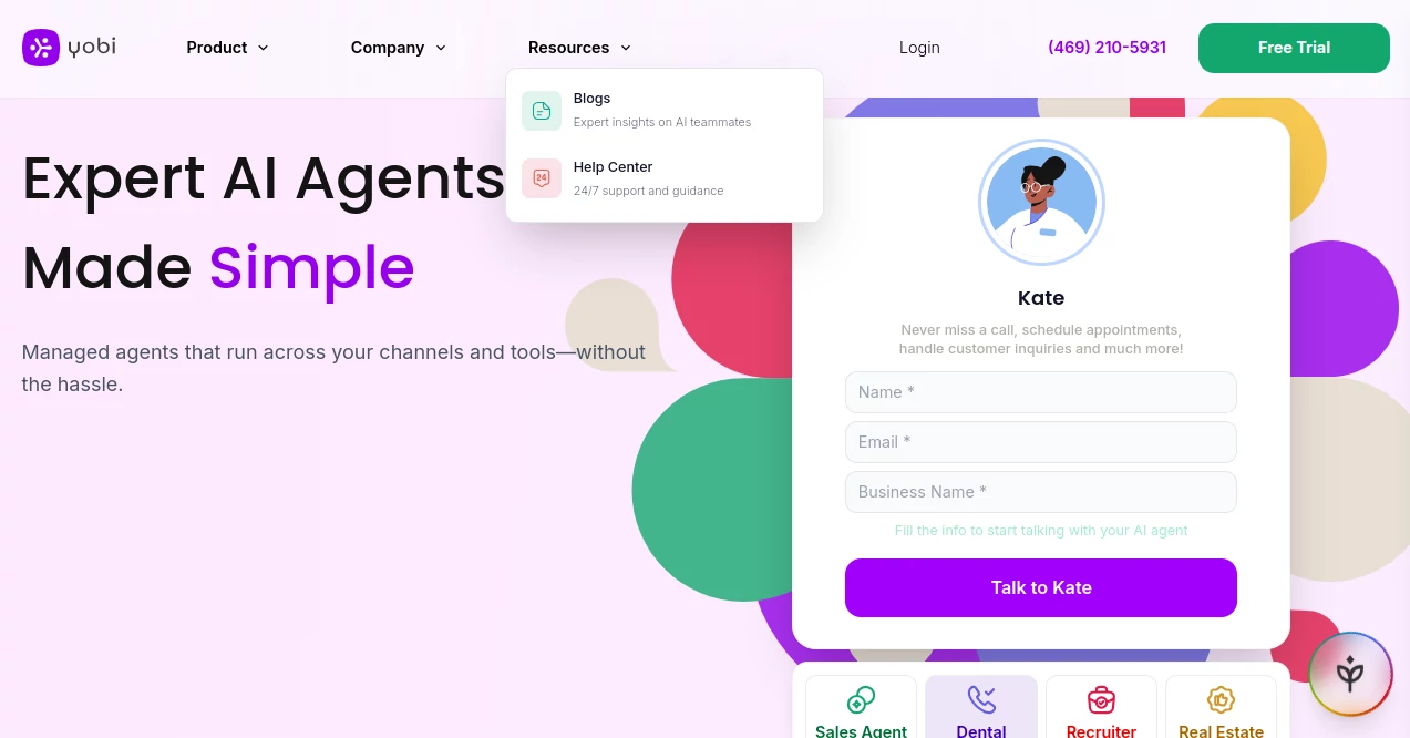 Screenshot of Yobi – An AI tool in the ,AI Customer Service Assistant ,AI CRM Assistant ,AI Workflow Management ,AI Scheduling  category, showcasing its interface and key features.