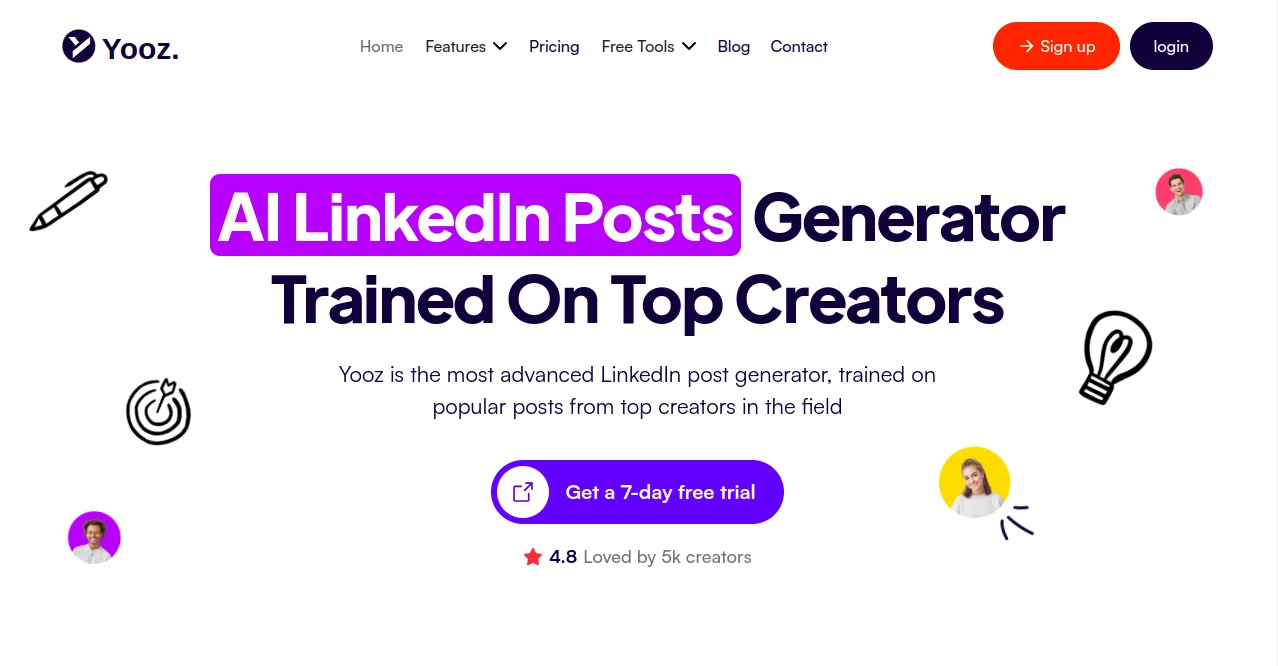 Screenshot of Yooz AI – An AI tool in the ,AI Writing Assistants ,AI Content Generator ,AI Social Media Assistant ,AI Scheduling  category, showcasing its interface and key features.