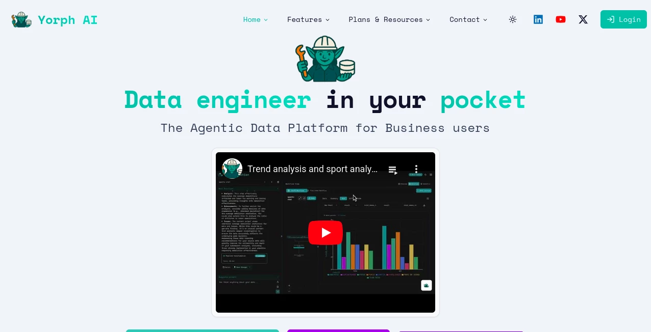 Screenshot of Yorph AI – An AI tool in the ,AI Data Mining ,AI Research Tool ,AI Analytics Assistant ,AI Workflow Management  category, showcasing its interface and key features.