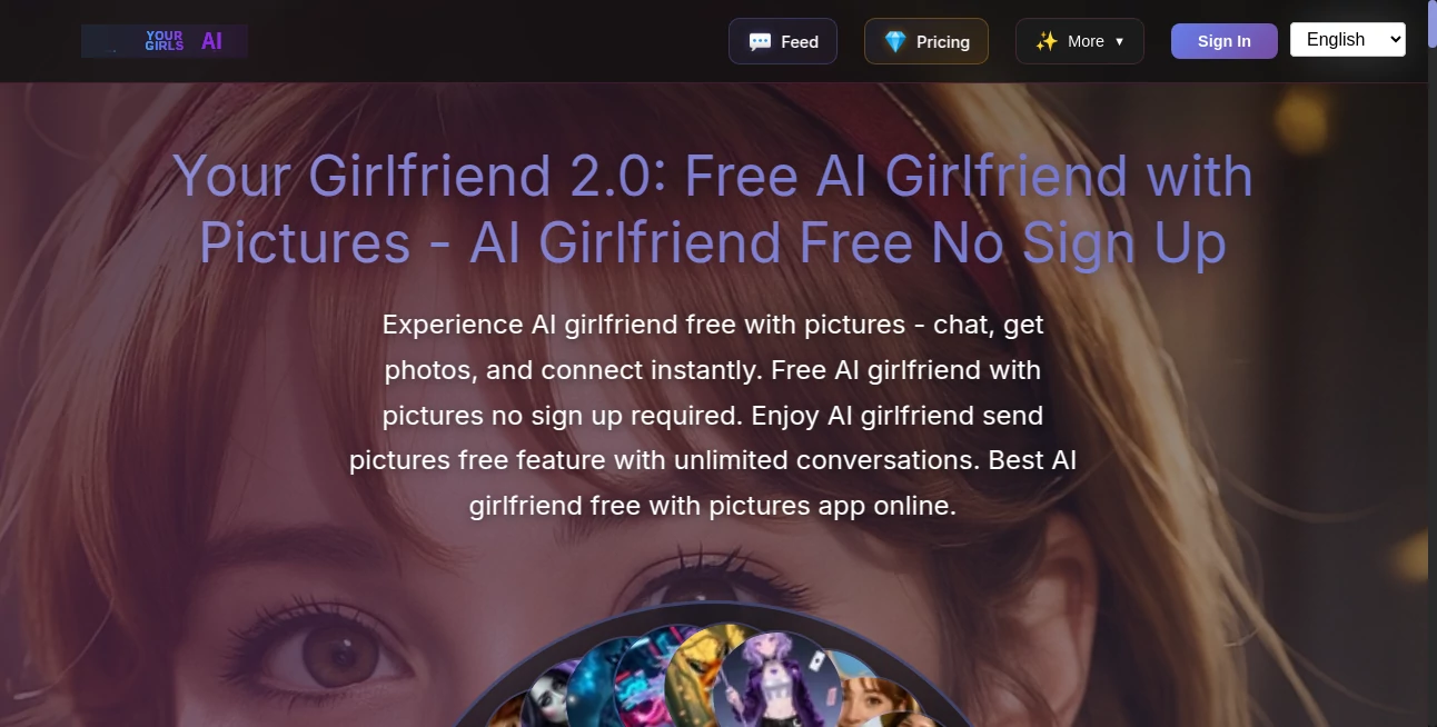 Screenshot of Yourgirls – An AI tool in the ,AI Chatbot ,AI Girlfriend ,AI Character ,AI Fun Tools  category, showcasing its interface and key features.