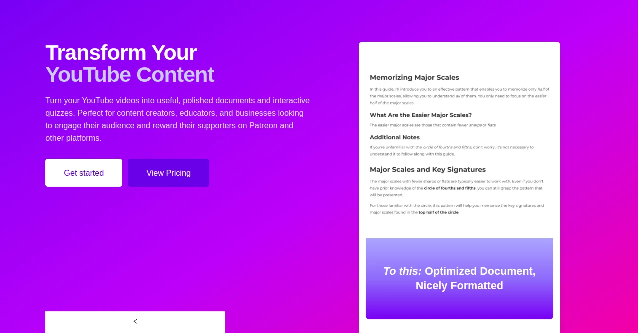 Screenshot of YouTube Transcript Optimizer – An AI tool in the ,AI Transcriber ,AI Content Generator ,AI Podcast Assistant ,AI Quizzes  category, showcasing its interface and key features.