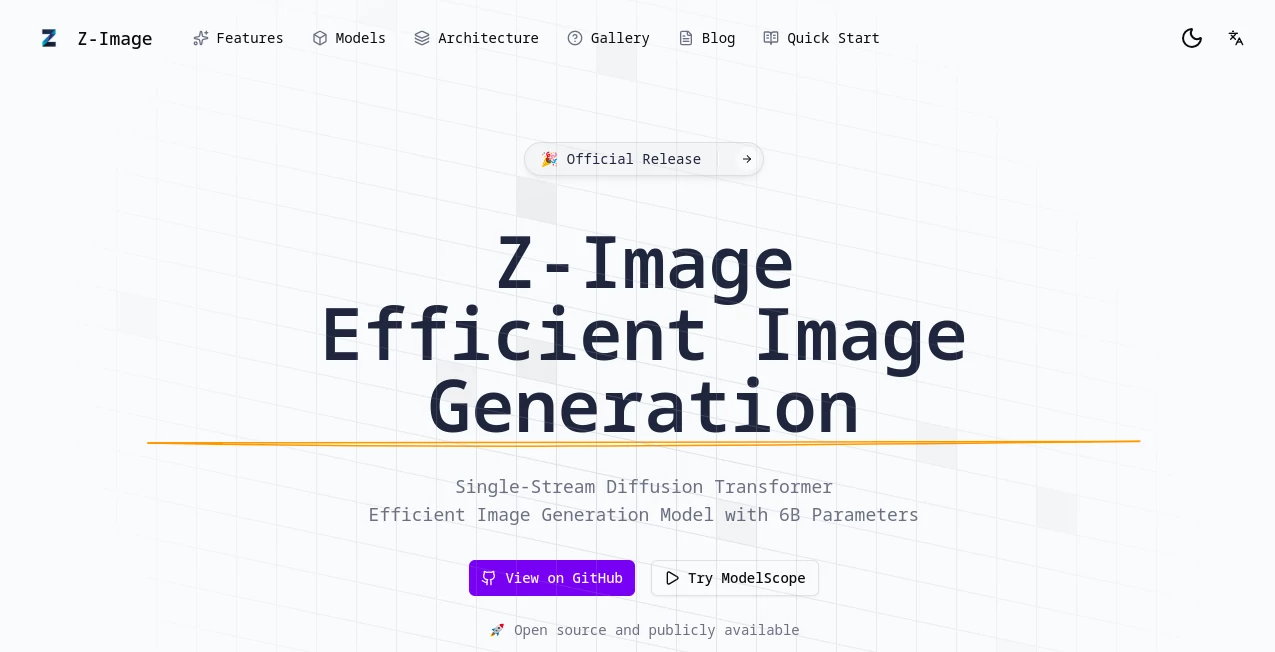 Screenshot of Z-Image – An AI tool in the ,AI Text to Image ,AI Photo & Image Generator ,AI Image to Image ,AI Art Generator  category, showcasing its interface and key features.