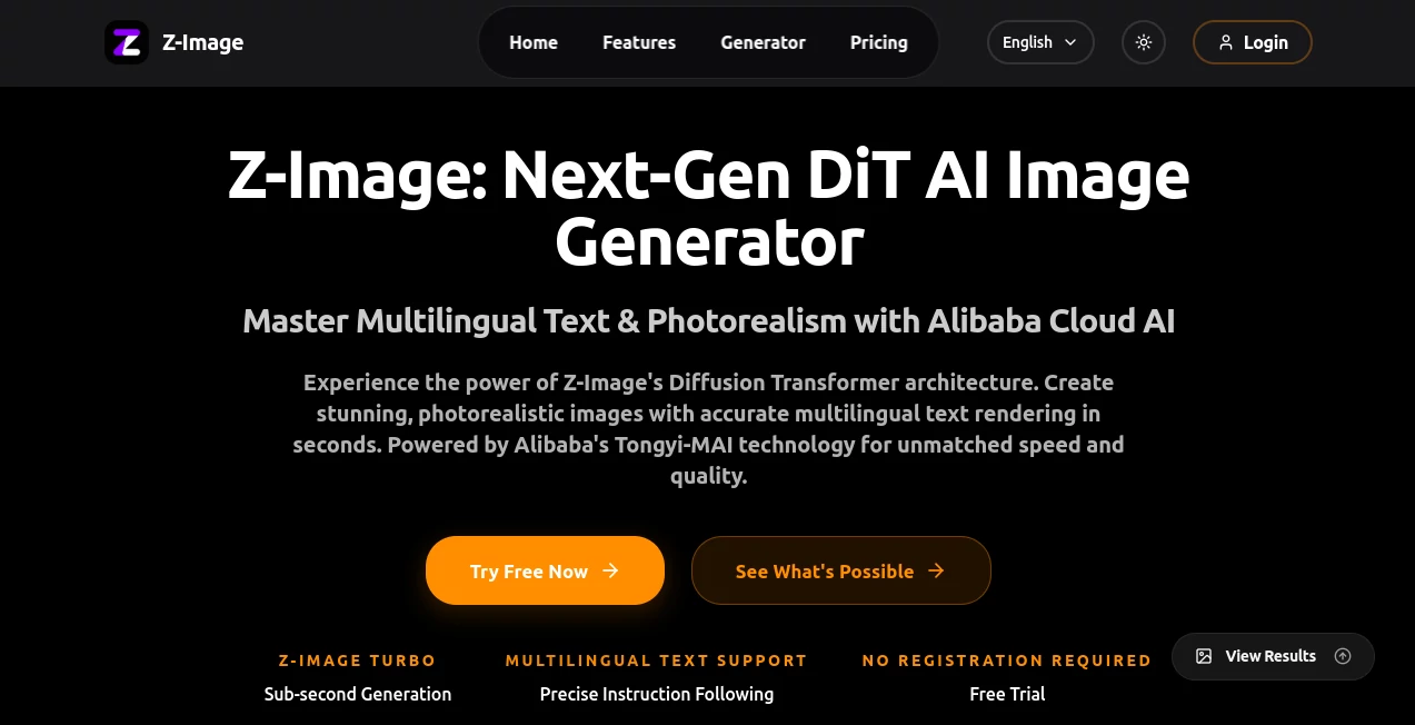 Screenshot of Z-Image – An AI tool in the ,AI Text to Image ,AI Photo & Image Generator ,AI Art Generator ,AI Design Generator  category, showcasing its interface and key features.