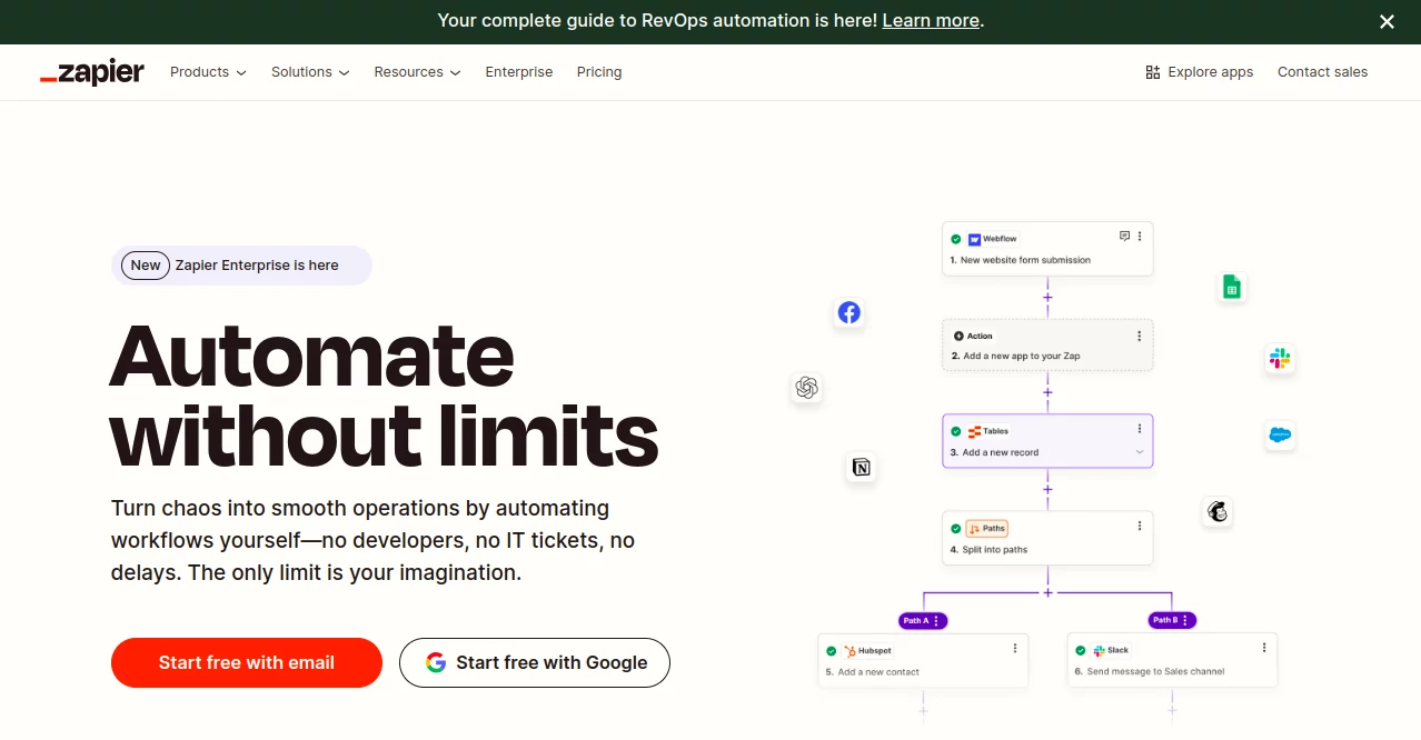 Screenshot of Zapier – An AI tool in the ,AI Workflow Management  category, showcasing its interface and key features.