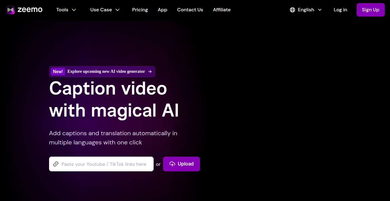 Screenshot of Zeemo AI – An AI tool in the ,AI Video Editor ,AI Speech to Text ,AI Captions or Subtitle ,AI Speech Recognition ,AI Transcription ,AI Transcriber  category, showcasing its interface and key features.