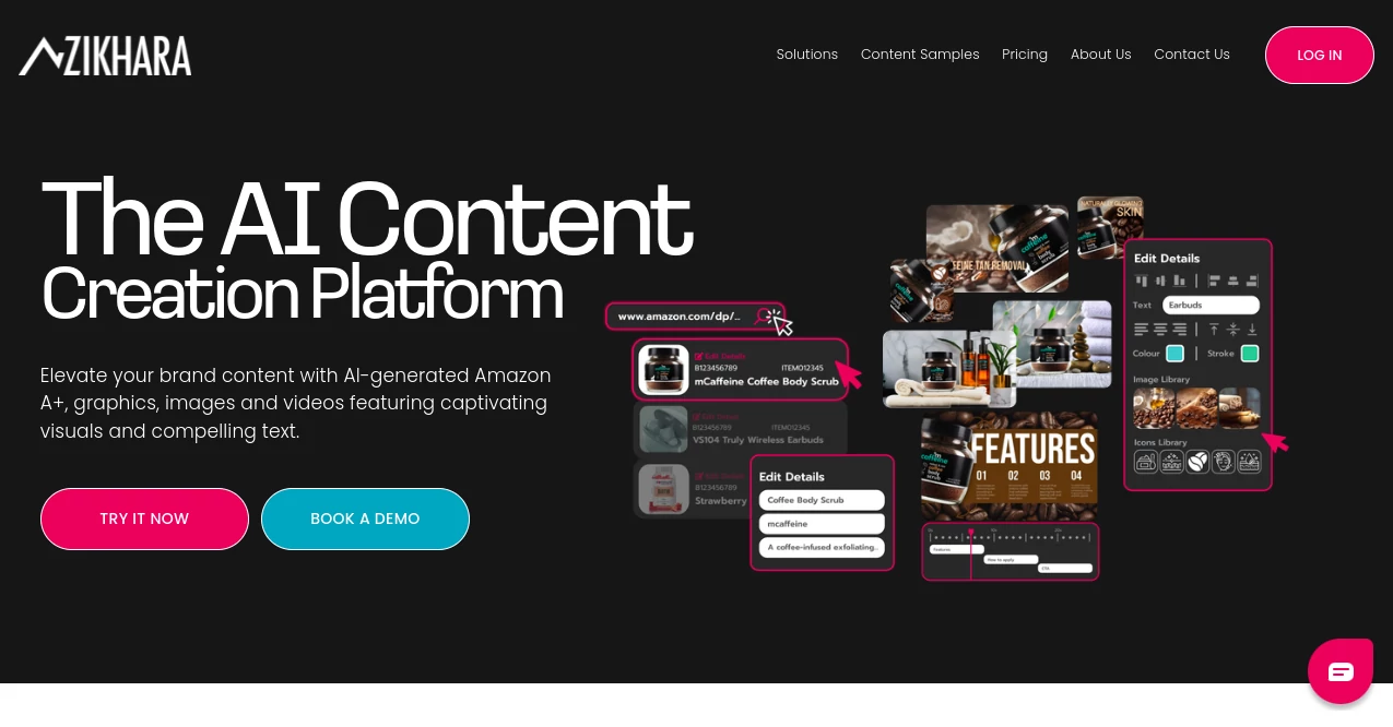 Screenshot of Zikhara AI – An AI tool in the ,AI Content Generator ,AI Photo & Image Generator ,AI E-commerce Assistant ,AI Graphic Design  category, showcasing its interface and key features.