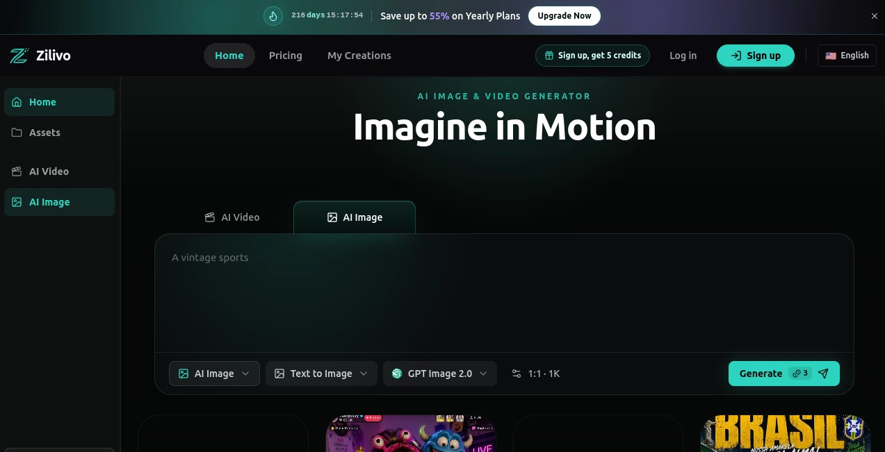 Screenshot of Zilivo AI – An AI tool in the ,AI Photo & Image Generator ,AI Video Generator ,AI Art Generator ,AI Design Generator  category, showcasing its interface and key features.