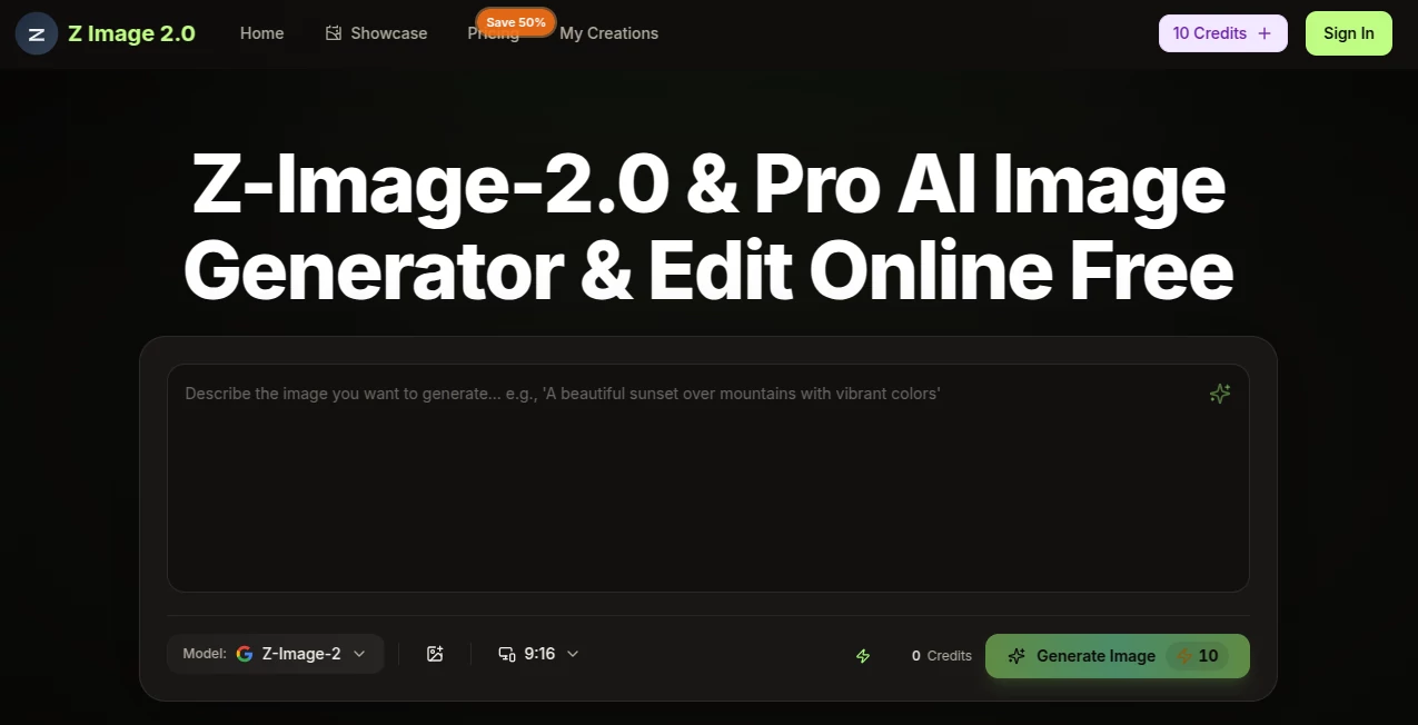 Screenshot of z image – An AI tool in the ,AI Photo & Image Generator ,AI Art Generator ,AI Design Generator ,AI Text to Image  category, showcasing its interface and key features.