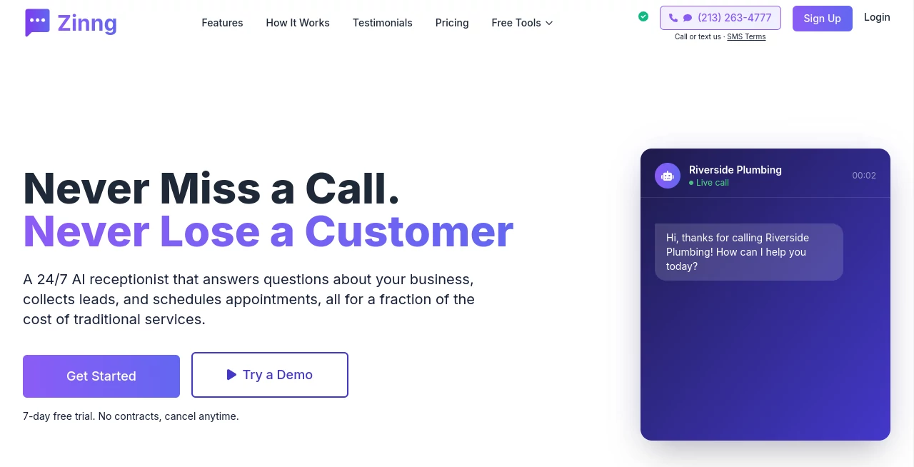 Screenshot of Zinng – An AI tool in the ,AI Voice Assistants ,AI Business Ideas Generator ,AI Customer Service Assistant ,AI Scheduling  category, showcasing its interface and key features.