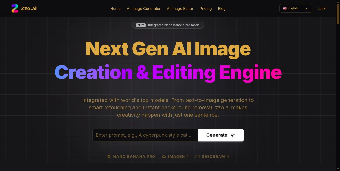 Screenshot of Zzo.ai – An AI tool in the ,AI Text to Image ,Photo & Image Editor ,AI Photo Enhancer ,AI Art Generator  category, showcasing its interface and key features.